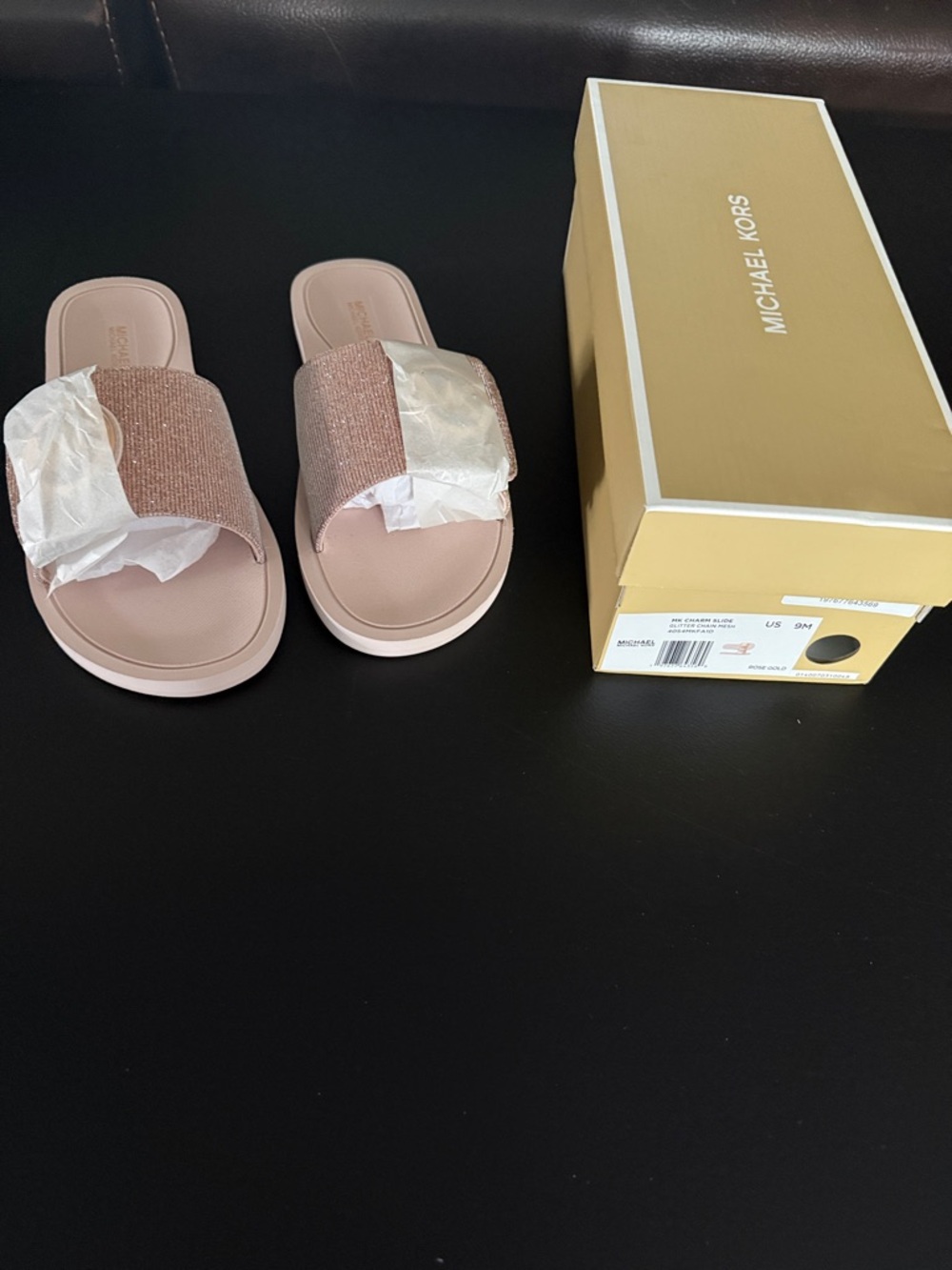 Michael Kors Blush Sparkle Slide Sandals